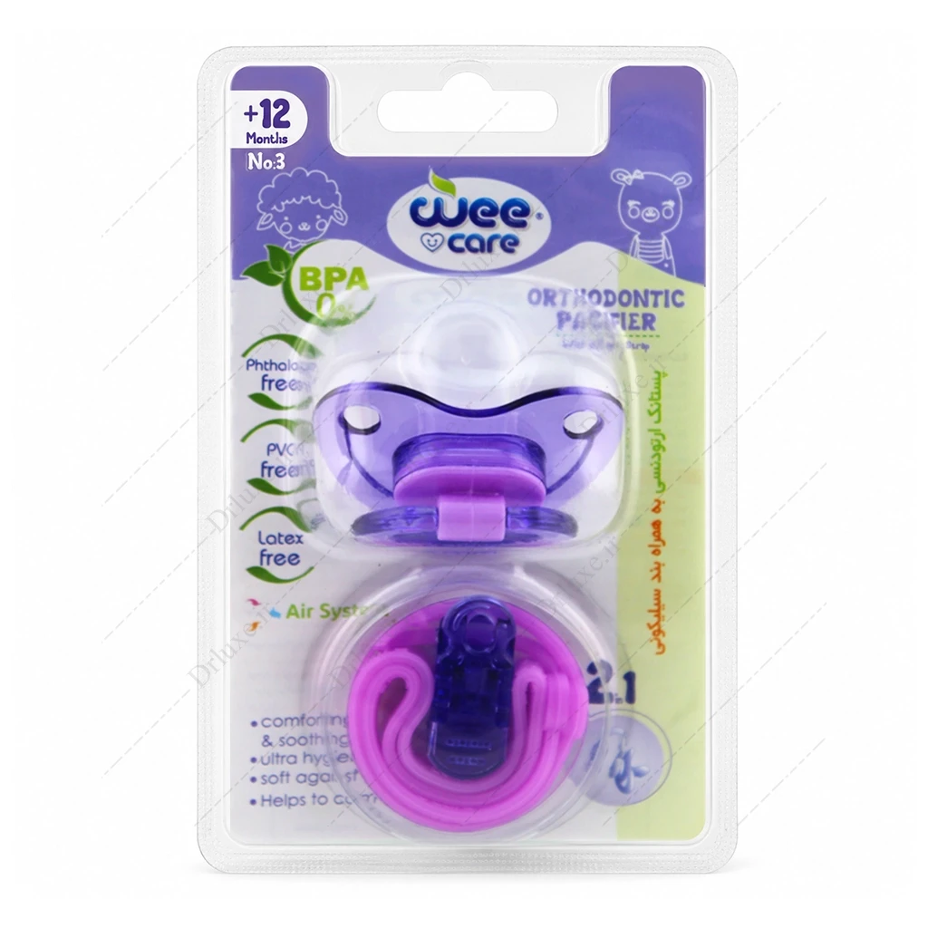پستانک ارتودنسی وی کر با بند سیلیکونی 12 ماه شماره 3 کد P152